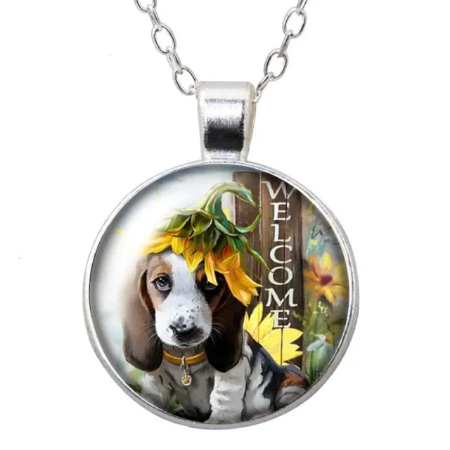 Cartoon Lovely Dogs Love Photo Pendant