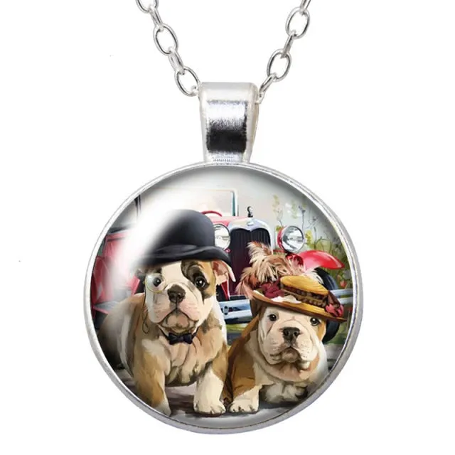 Cartoon Lovely Dogs Love Photo Pendant