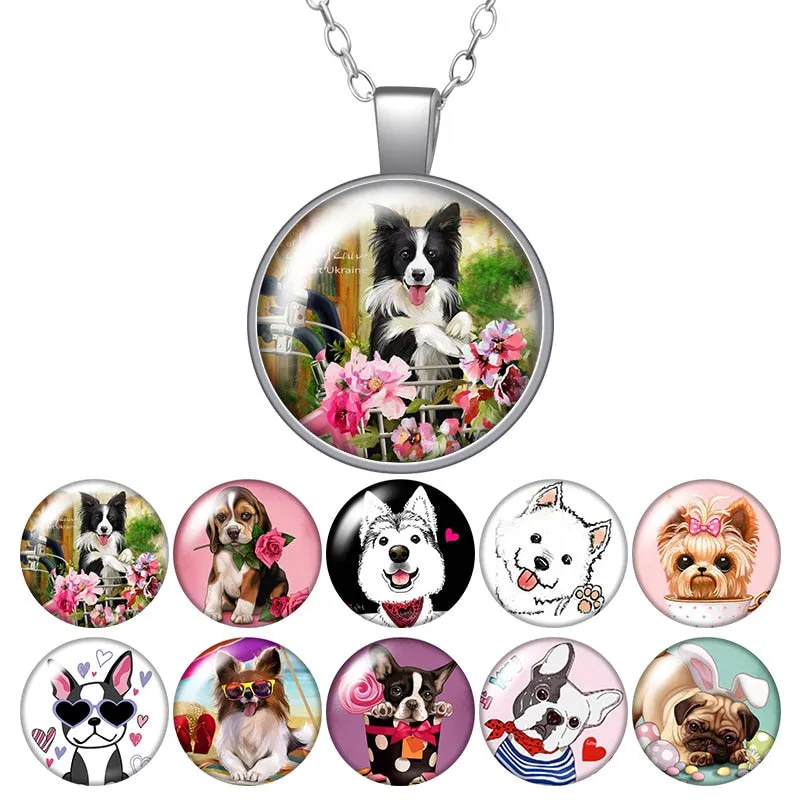 Cartoon Lovely Dogs Love Photo Pendant