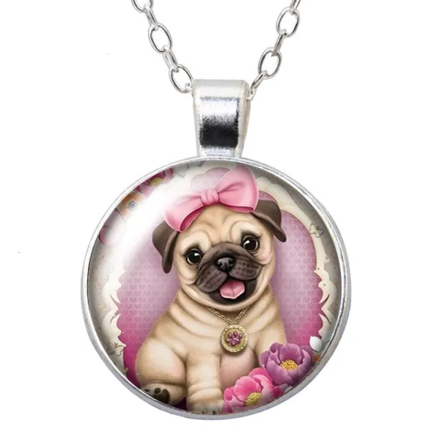 Cartoon Lovely Dogs Love Photo Pendant