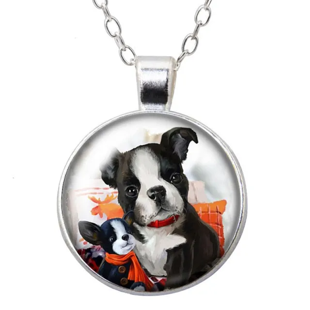 Cartoon Lovely Dogs Love Photo Pendant