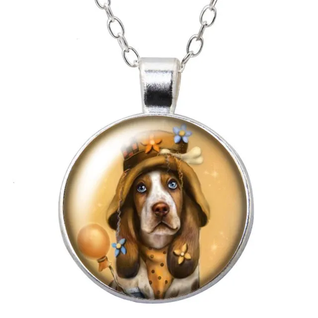 Cartoon Lovely Dogs Love Photo Pendant