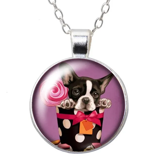 Cartoon Lovely Dogs Love Photo Pendant