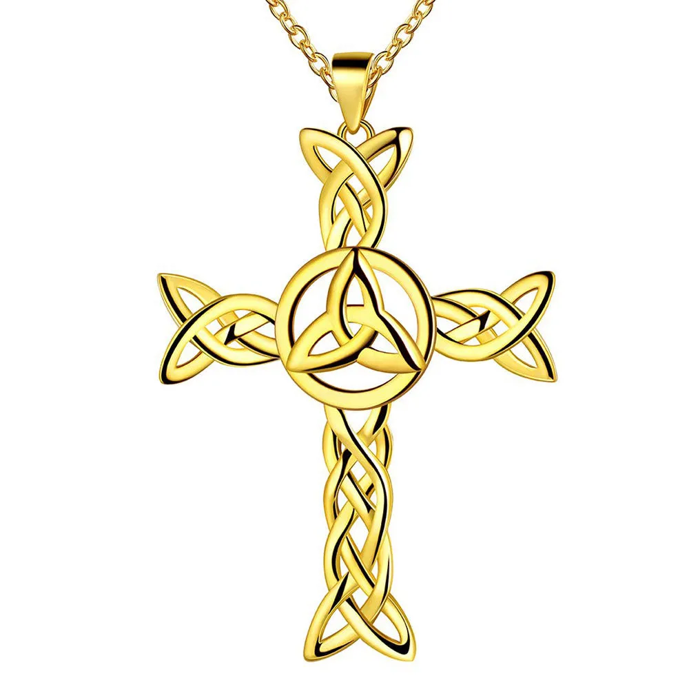 Celtic Knot Necklace Charm Cross Pendant Men Women Jewelry Sterling Silver