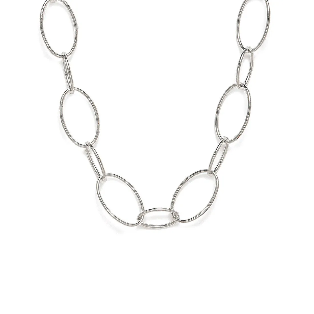 Chunky Oval Chain Link Silver-Toned Choker Necklace