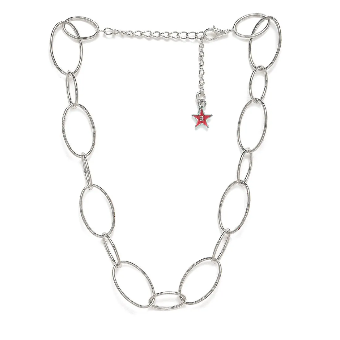 Chunky Oval Chain Link Silver-Toned Choker Necklace