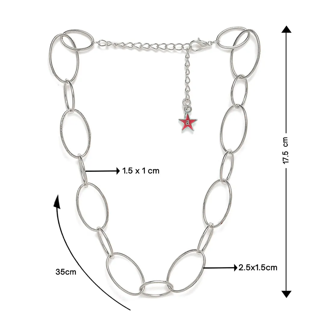 Chunky Oval Chain Link Silver-Toned Choker Necklace