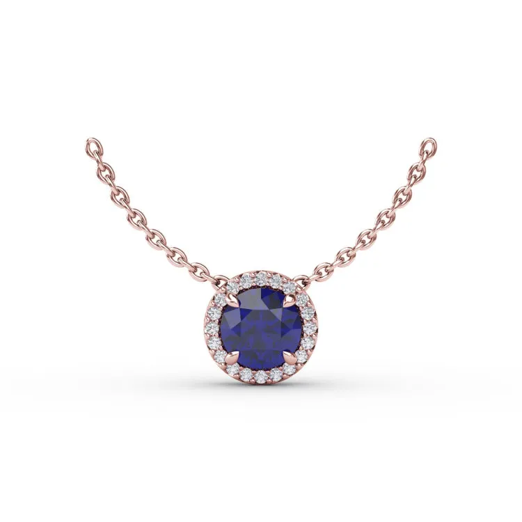 Classic Sapphire and Diamond Pendant Necklace