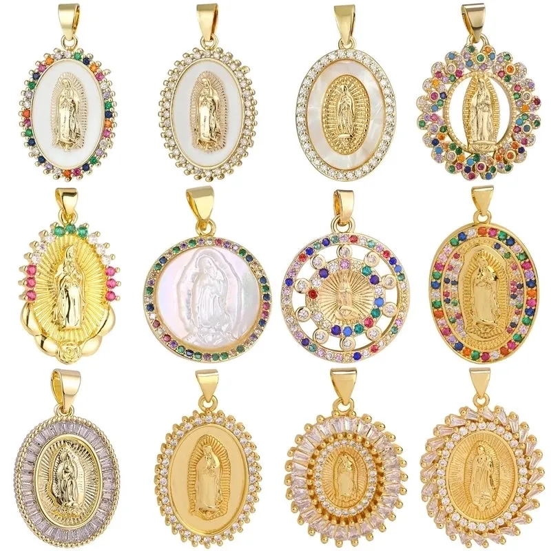 Classic Style Geometric 18k Gold Plated Zircon Copper Wholesale Charms