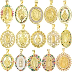 Classic Style Geometric 18k Gold Plated Zircon Copper Wholesale Charms