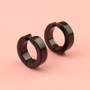 Clip on Huggie Hoop Earrings (Black)