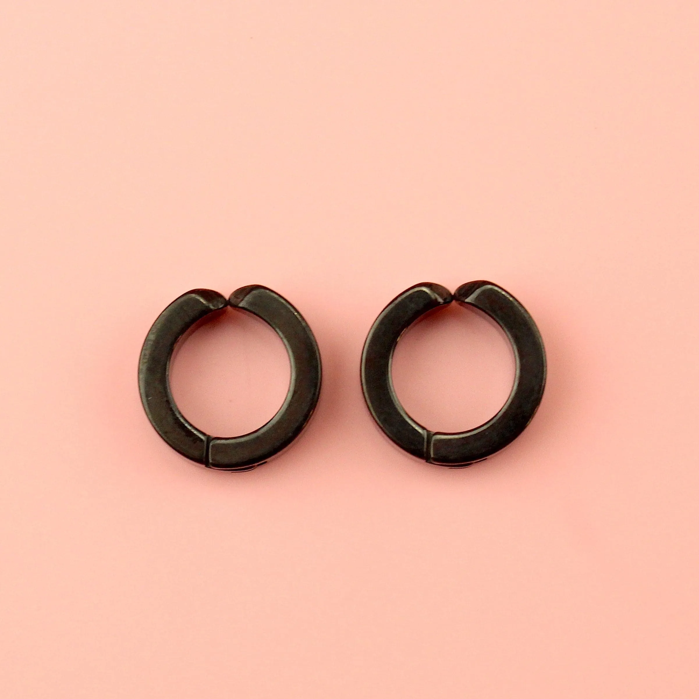 Clip on Huggie Hoop Earrings (Black)