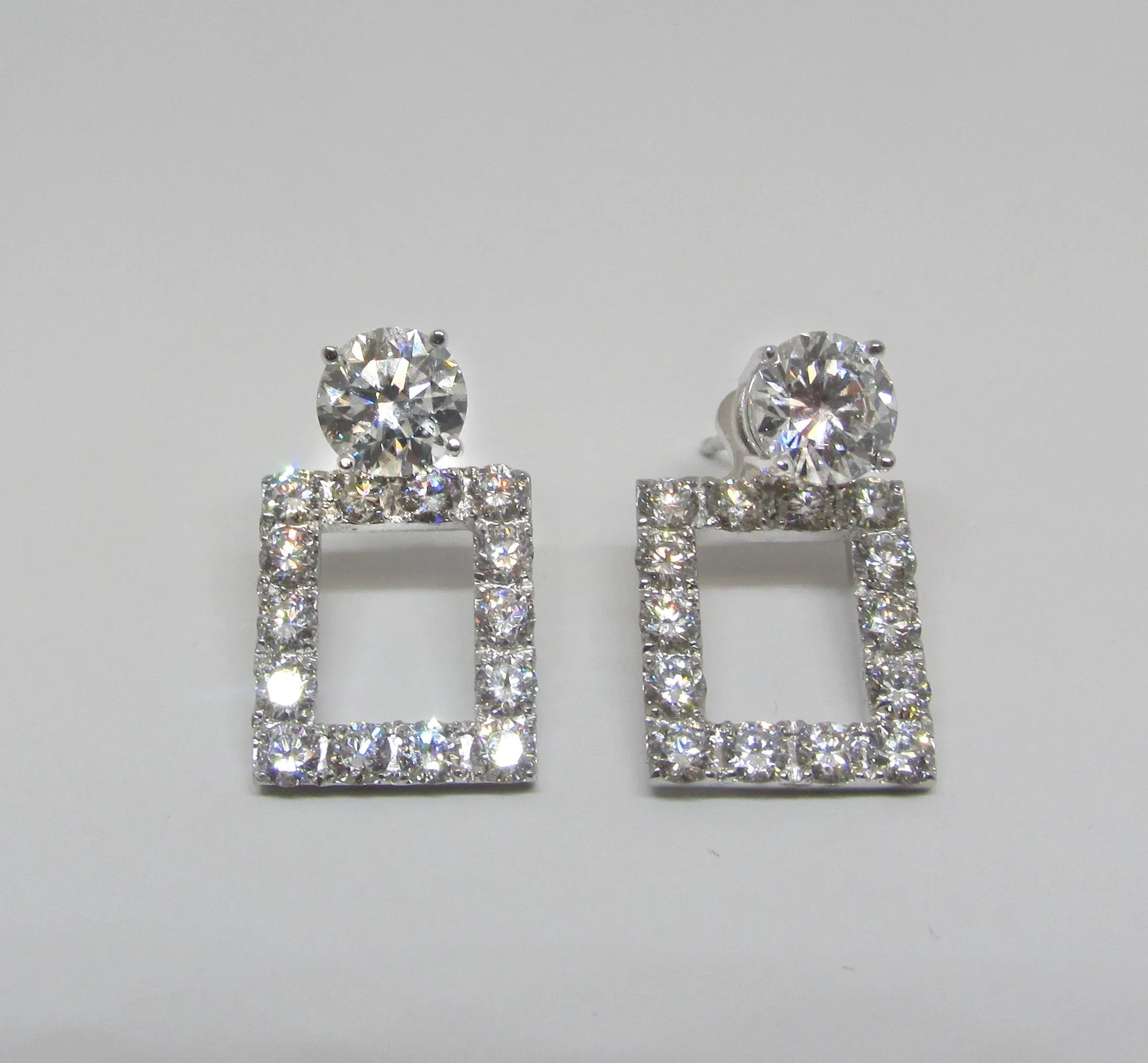 Convertible Diamond Square Shaped Drop Earrings