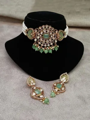 Crystal Cheed Choker With Earring Set