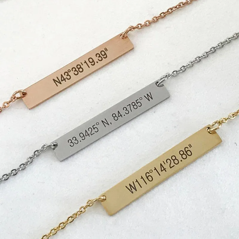 Custom Personalized Bar Necklace Women Men