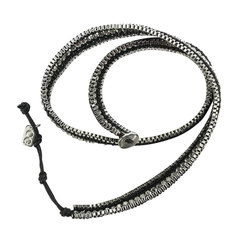 Double Looped Bling Bracelet- Midnight Black