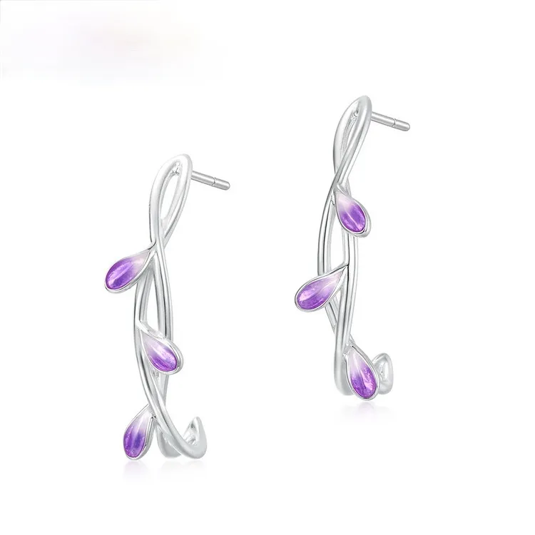 Earrings Violet Sterling Silver Purple Ear Rings Gift