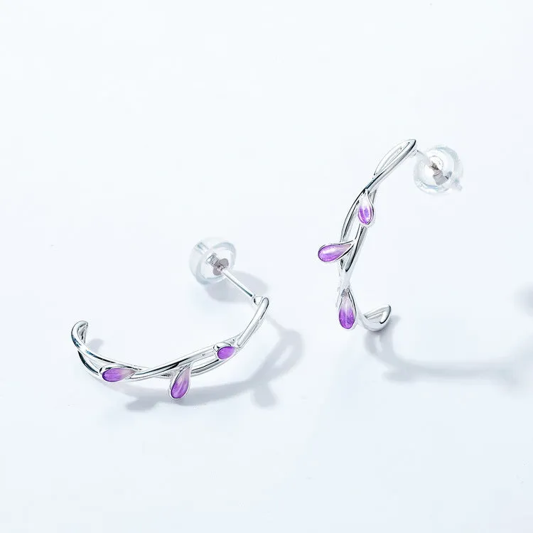 Earrings Violet Sterling Silver Purple Ear Rings Gift