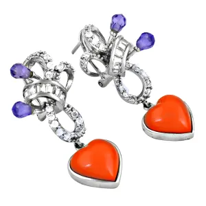 Elegant Coral CZ Gemstone Silver Earrings - Fashionable Jewelry