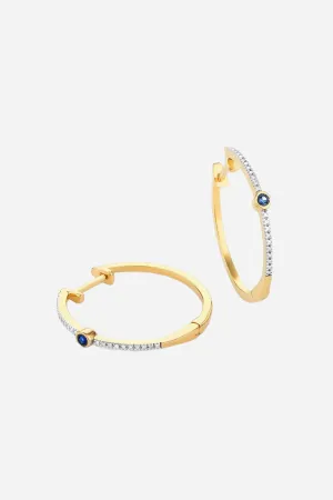 Ella Stein Drop Of Blue Hoop Earrings in Gold