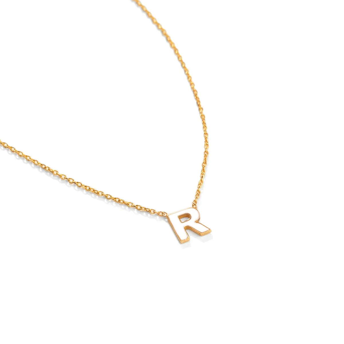 Enamel Letter R Chain Necklace