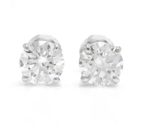 Exquisite 0.95 Carats Natural Diamond 14K Solid White Gold Stud Earrings