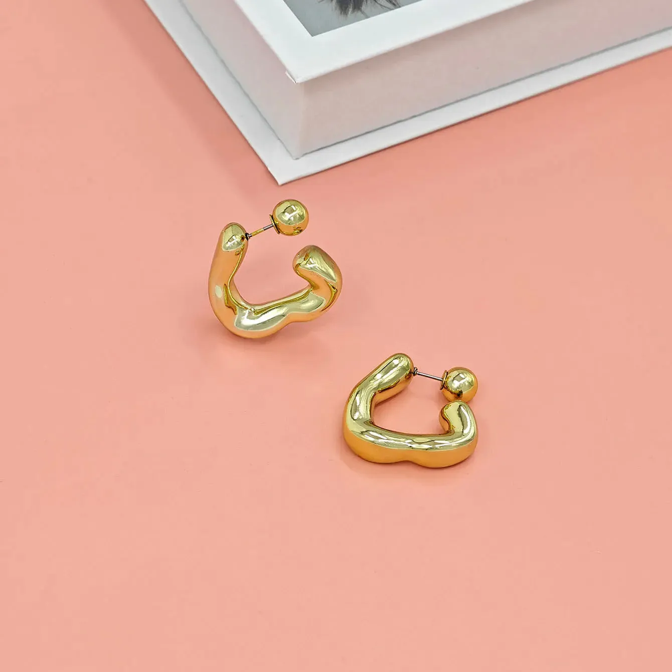 Fashionable C-shaped earrings with unique design, high-end and niche earrings for women