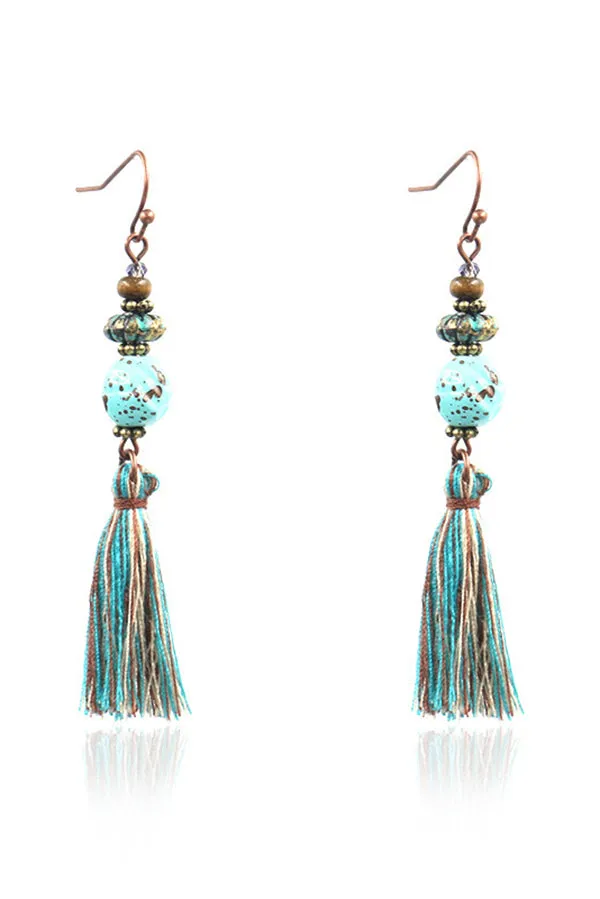 Fashionable Hollow Carved Alloy Tassel Retro Earrings