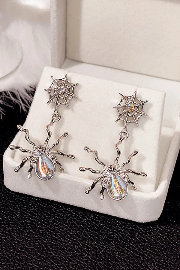 Fashionable Moonstone Dark Spider Earrings