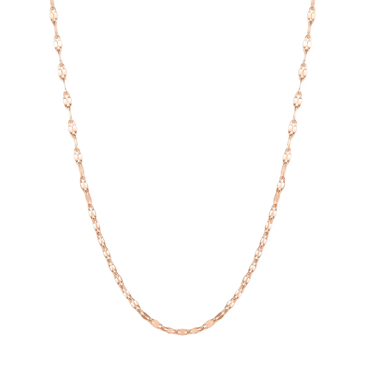 Flattened Rolo Chain Necklace Rose Gold