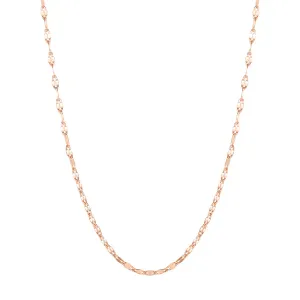 Flattened Rolo Chain Necklace Rose Gold