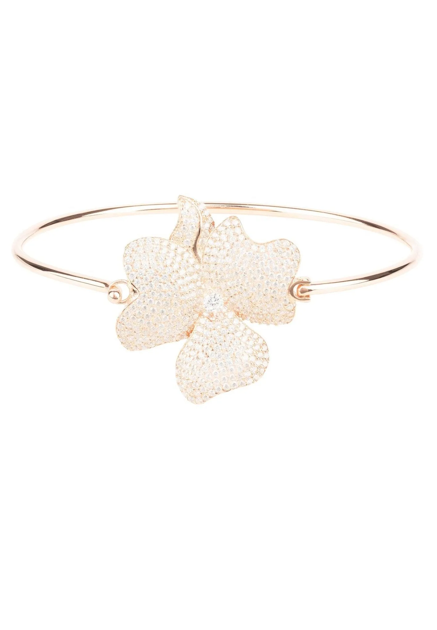 Flower Large Statement Cuff Bracelet Rosegold