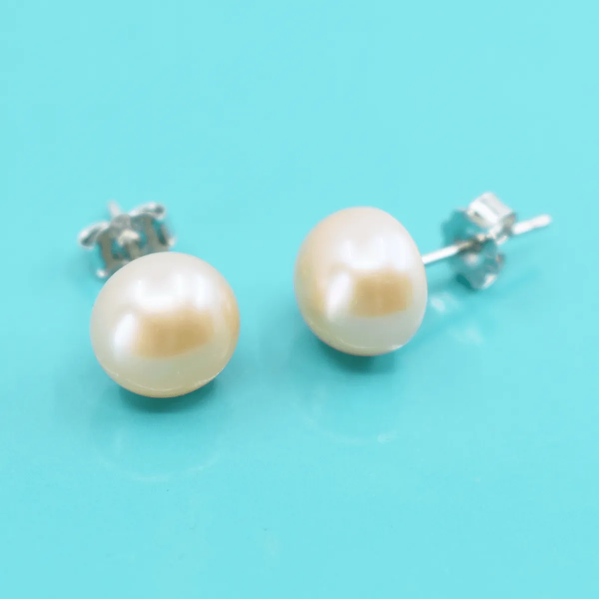 Freshwater Pearl Stud Earrings, Large, 10mm, Sterling Silver