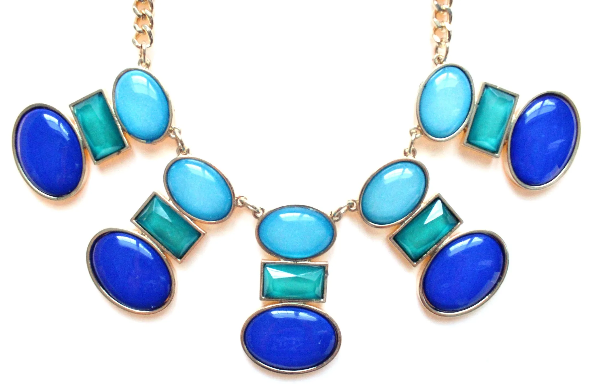 Geo Glamour Necklace- Blue