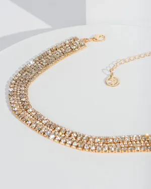 Gold Crystal Choker Necklace