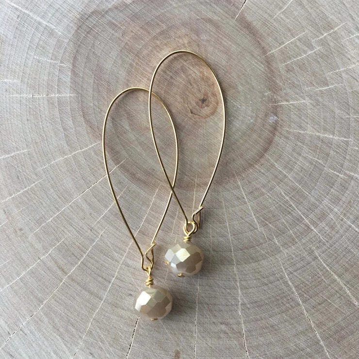 Gold Glass Long Earrings