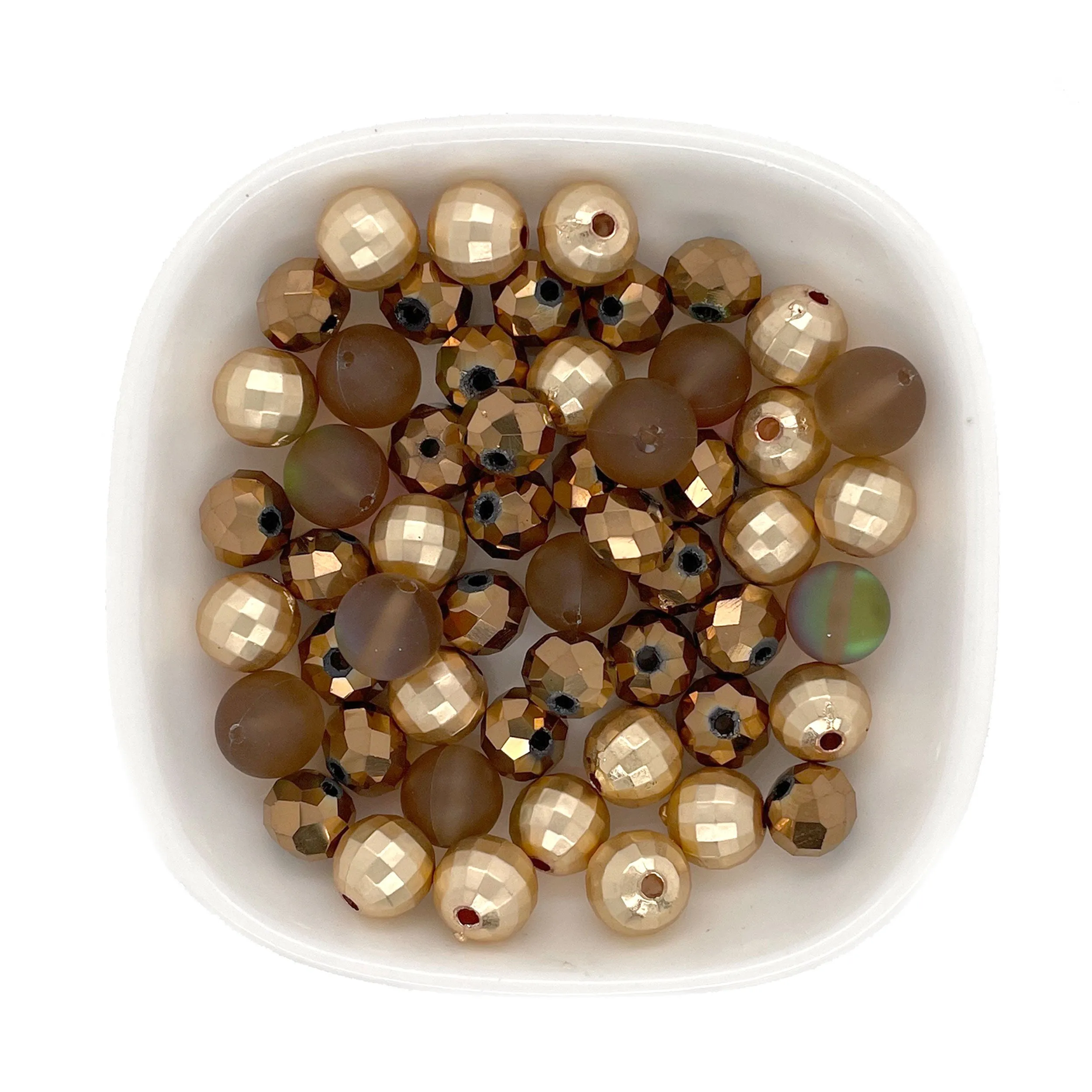 Gold, Metallic Bronze and Translucent Bronze Beads 55pc