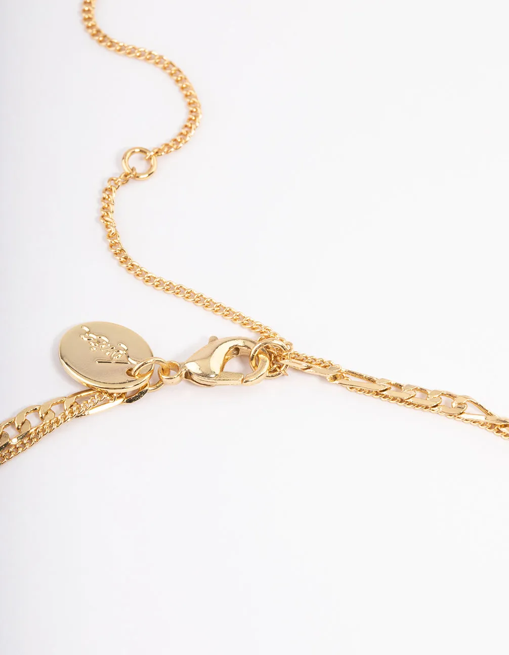 Gold Plated Cross & Figaro Layered Necklace