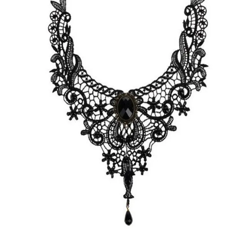 Gothic Punk Lace Choker Necklace For Women Fashion Retro Clavicle Chain Halloween Collar Choker Steampunk Jewelry Gift for Girl