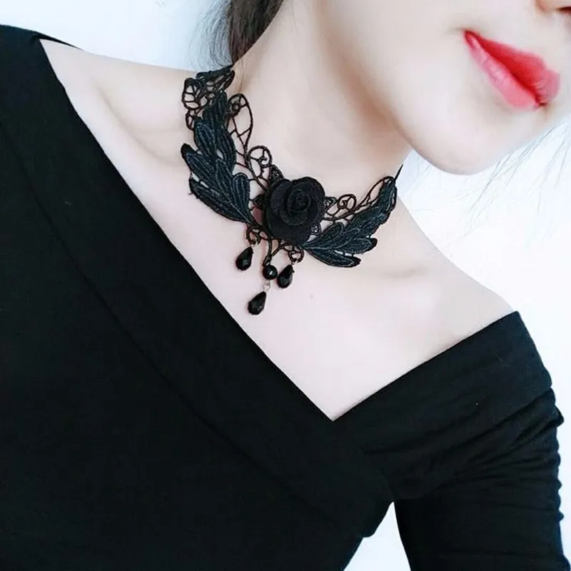 Gothic Punk Lace Choker Necklace For Women Fashion Retro Clavicle Chain Halloween Collar Choker Steampunk Jewelry Gift for Girl