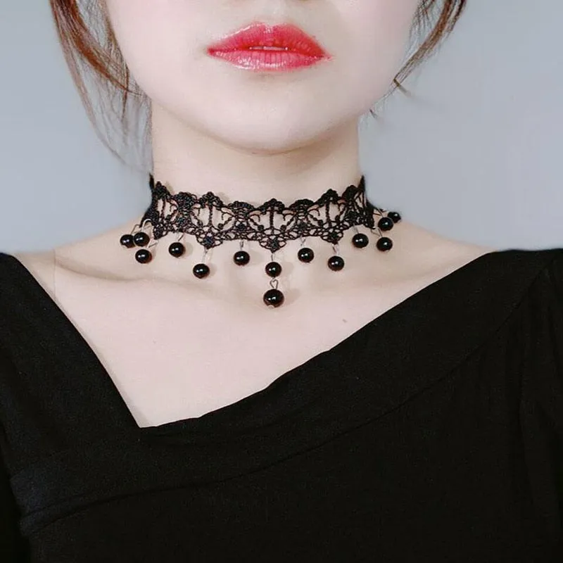 Gothic Punk Lace Choker Necklace For Women Fashion Retro Clavicle Chain Halloween Collar Choker Steampunk Jewelry Gift for Girl