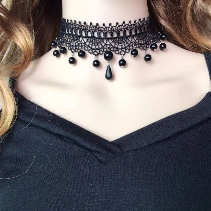 Gothic Punk Lace Choker Necklace For Women Fashion Retro Clavicle Chain Halloween Collar Choker Steampunk Jewelry Gift for Girl