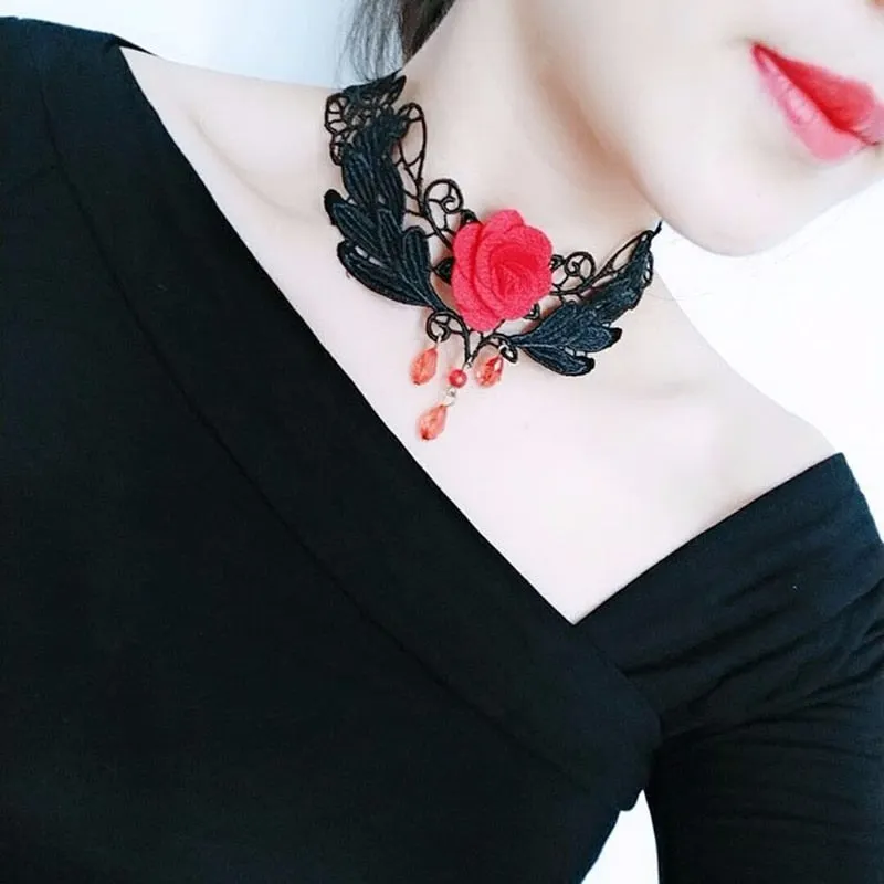 Gothic Punk Lace Choker Necklace For Women Fashion Retro Clavicle Chain Halloween Collar Choker Steampunk Jewelry Gift for Girl