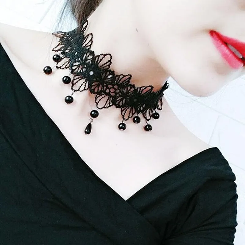 Gothic Punk Lace Choker Necklace For Women Fashion Retro Clavicle Chain Halloween Collar Choker Steampunk Jewelry Gift for Girl