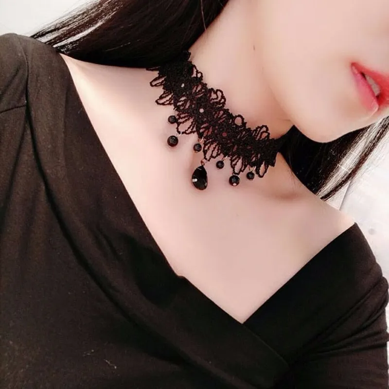 Gothic Punk Lace Choker Necklace For Women Fashion Retro Clavicle Chain Halloween Collar Choker Steampunk Jewelry Gift for Girl