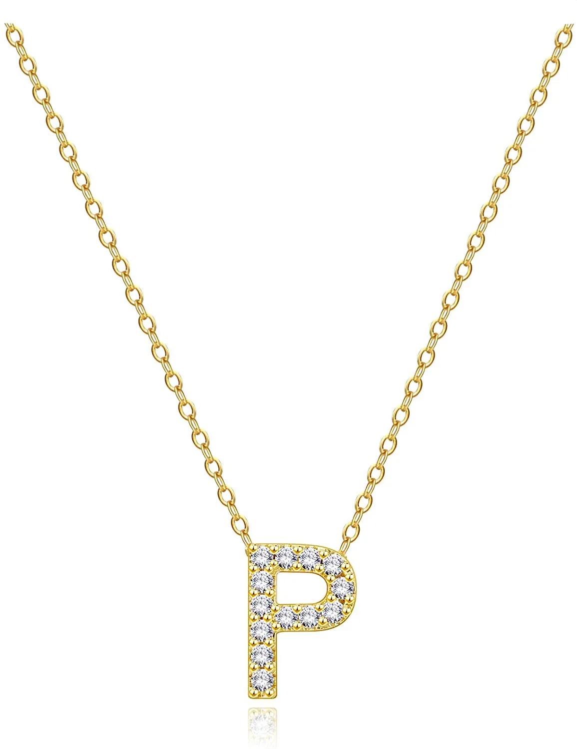 Graduation Gifts for Women Girls,925 Sterling Silver 18K Yellow Gold Plated Initial Chain Necklace | Letter Pendant Necklaces for Women Girls