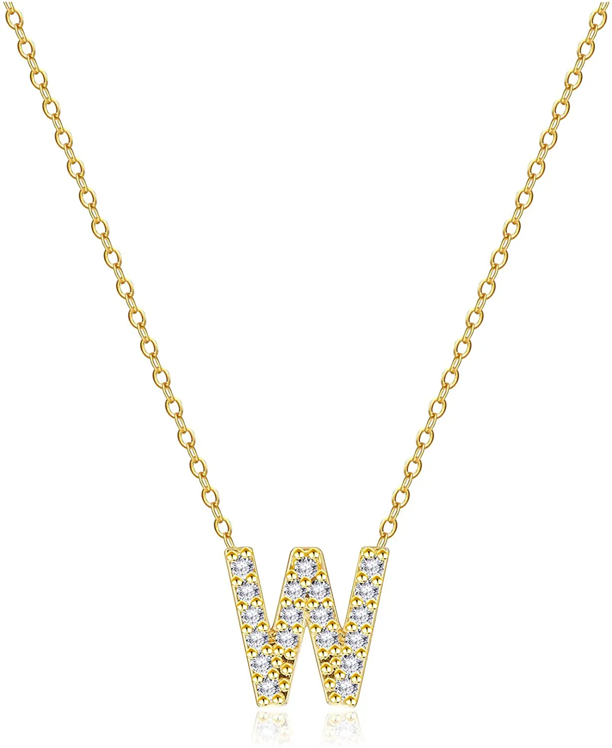 Graduation Gifts for Women Girls,925 Sterling Silver 18K Yellow Gold Plated Initial Chain Necklace | Letter Pendant Necklaces for Women Girls