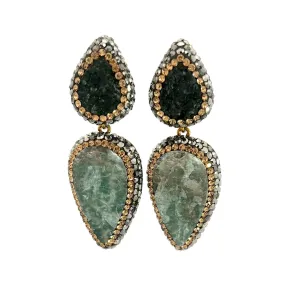 Green Gemstone Teardrop Dangle Earring