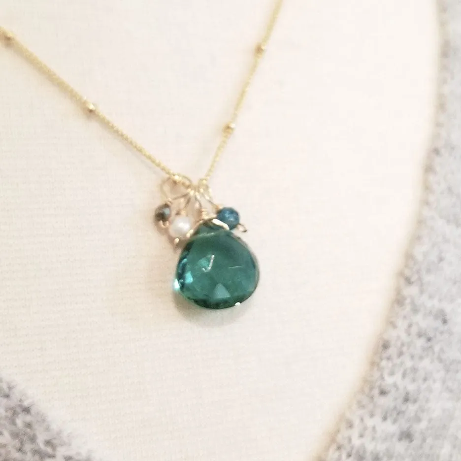 Green Quartz Drop Necklace