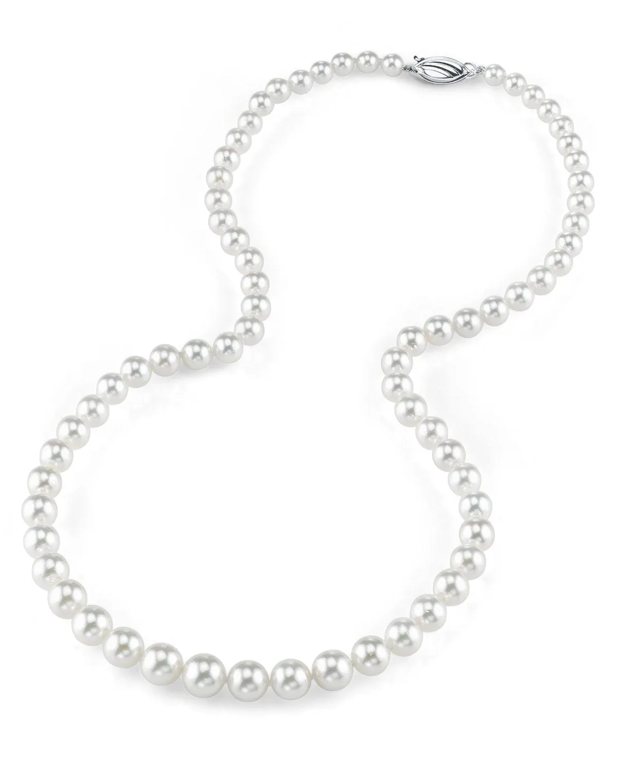 Hanadama Japanese White Akoya Graduated Pearl Necklace, 6.0-9.0mm